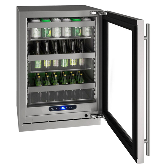 U-LINE HRE524 24" Stainless Frame Refrigerator With Brightshield