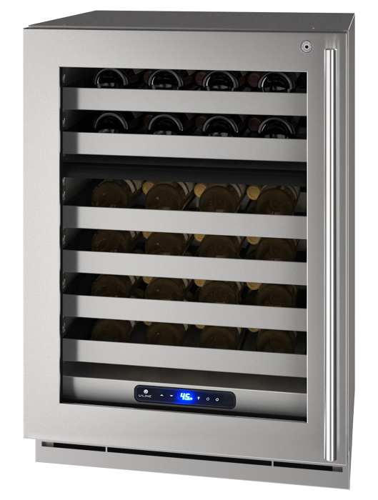 U-LINE HWD524 24" Stainless Frame Dual-Zone Wine Refrigerator With Lock and Left-Hand Hinge
