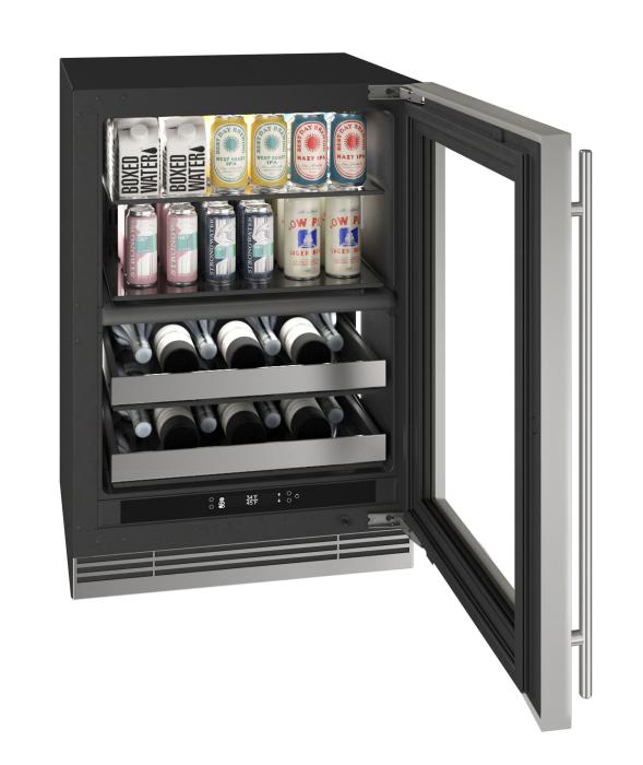 U-LINE URBD324 Home 24" Stainless Steel Frame Dual-Zone Beverage Center