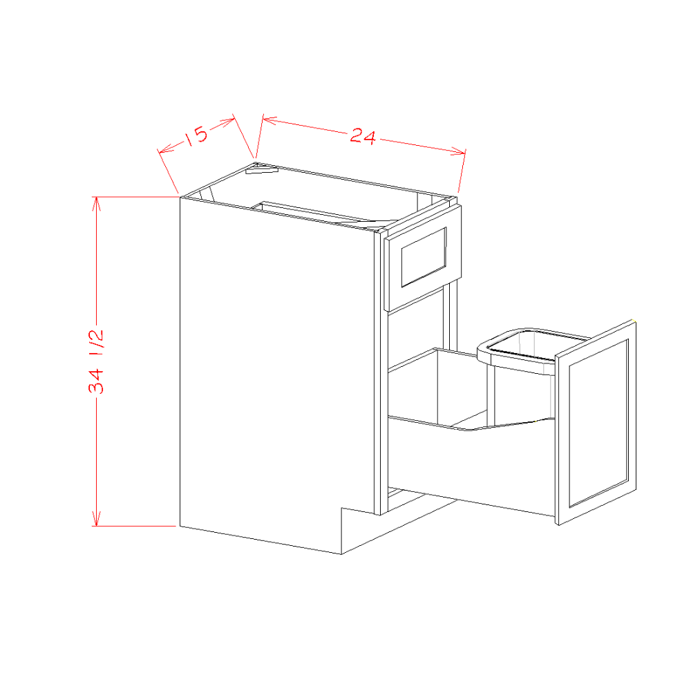 US Cabinet Depot Casselberry Saddle 15" Base With Single Trashcan Pullout (CS-B15TCPO)