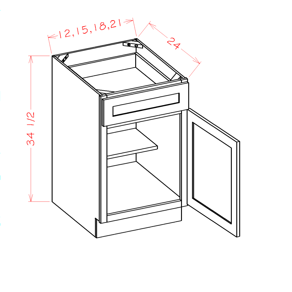 US Cabinet Depot Edgeline White 12" Base Cabinet (EW-B12)