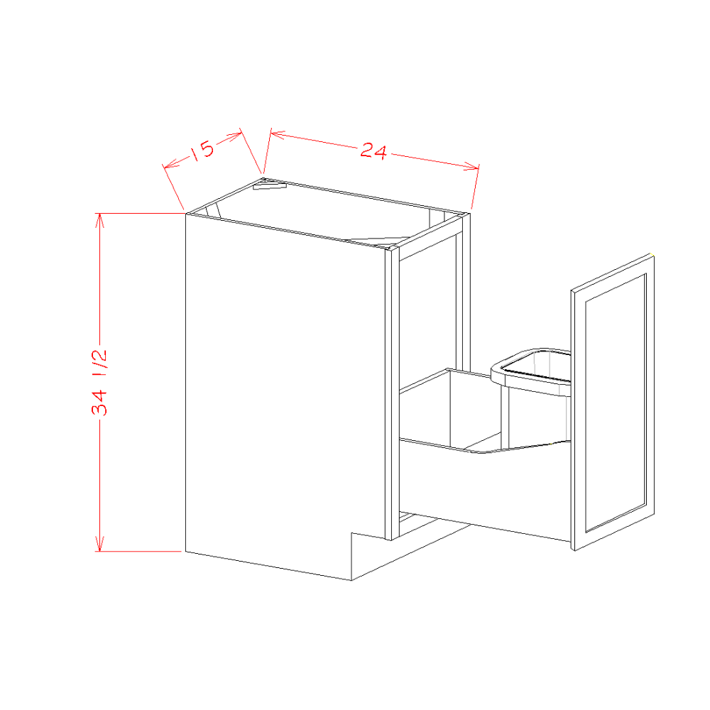 US Cabinet Depot Edgeline White 15" Full Height Door Base With Single Trashcan Pullout (EW-B15FHTCPO)