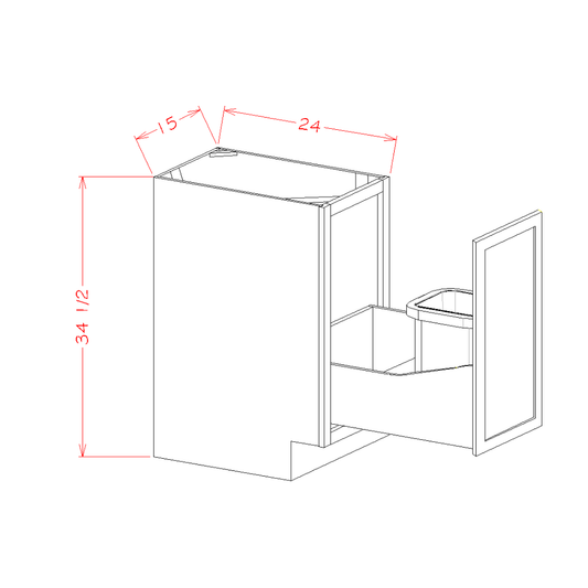 US Cabinet Depot Edgeline White 15" Full Height Door Base With Single Trashcan Pullout (EW-B15FHTCPO)