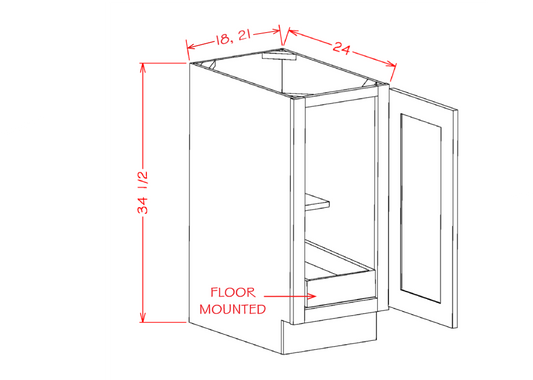 US Cabinet Depot Edgeline White 18" Full Height Door One Rollout Shelf Base Kit (EW-B18FH1RS)