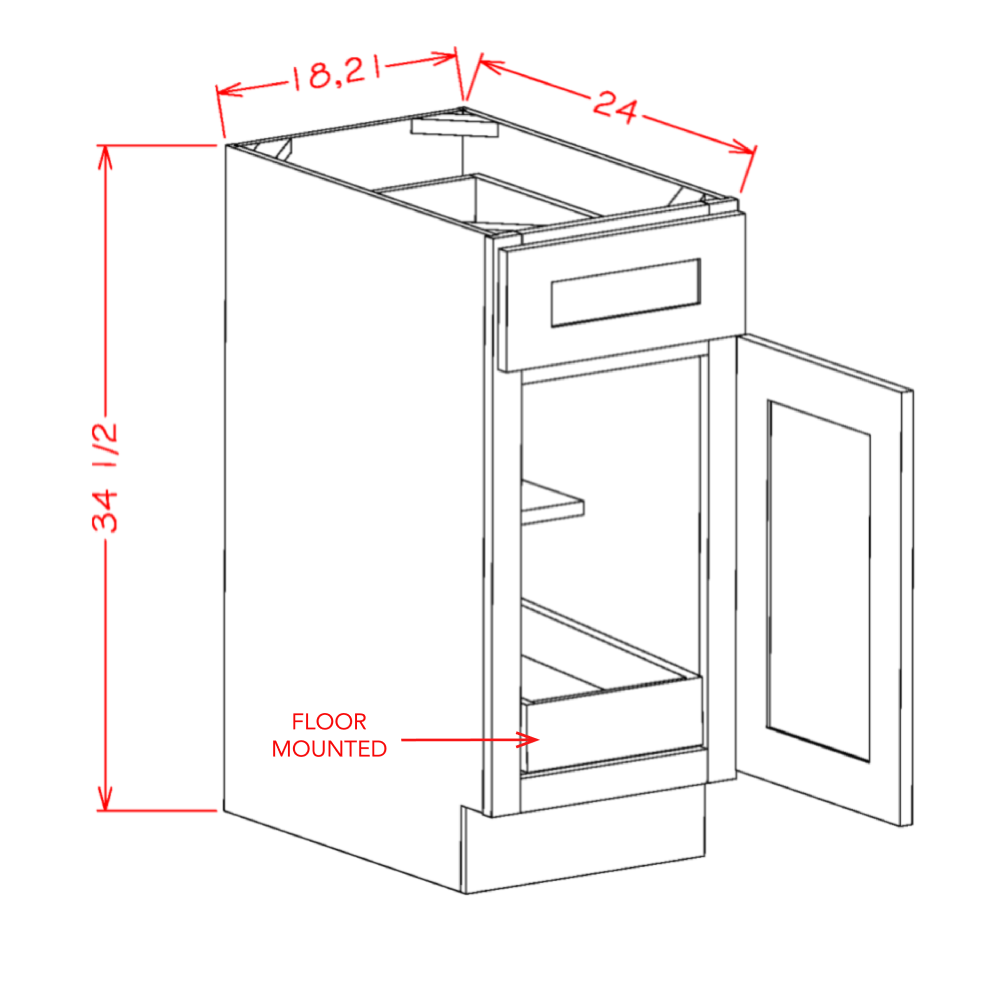 US Cabinet Depot Edgeline White 18" One Rollout Shelf Base Cabinet Kit (EW-B181RS)