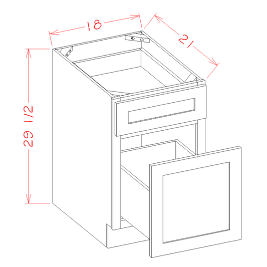 US Cabinet Depot Edgeline White 18" Two Drawer File Base Cabinet (EW-DFB18)