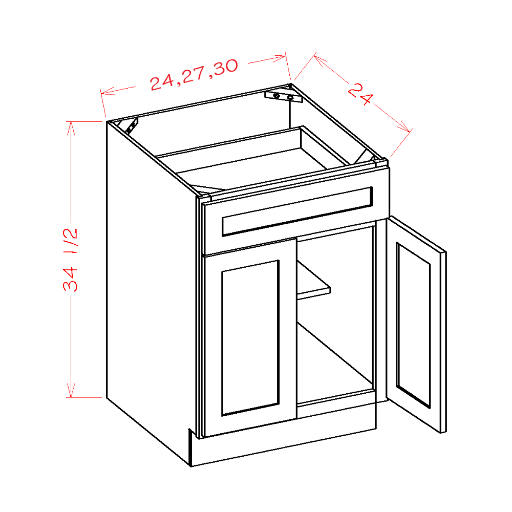 US Cabinet Depot Edgeline White 24" Base Cabinet (EW-B24)