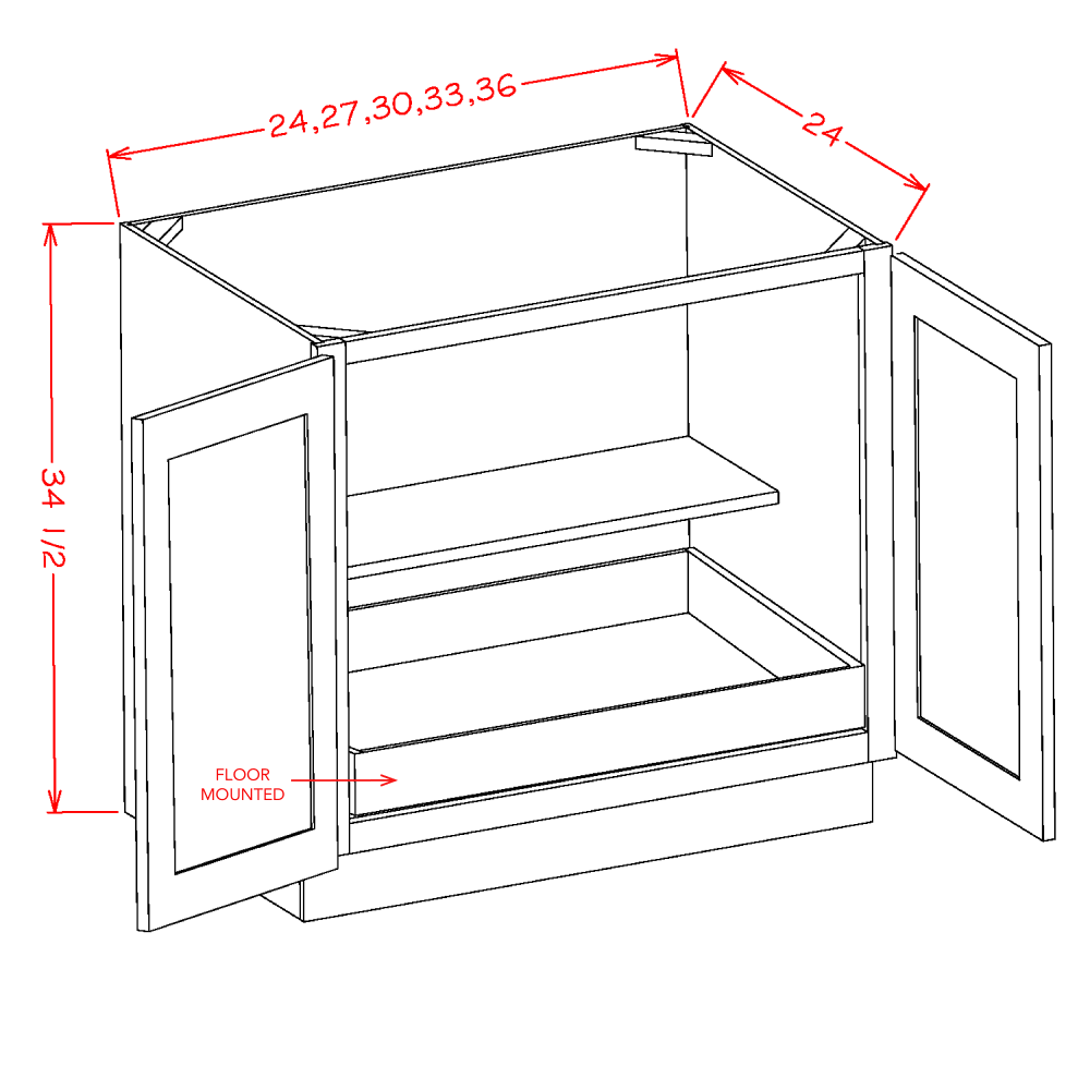 US Cabinet Depot Edgeline White 24" Full Height Door One Rollout Shelf Base Cabinet Kit (EW-B24FH1RS)