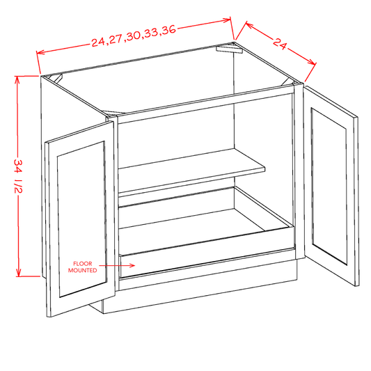 US Cabinet Depot Edgeline White 24" Full Height Door One Rollout Shelf Base Cabinet Kit (EW-B24FH1RS)