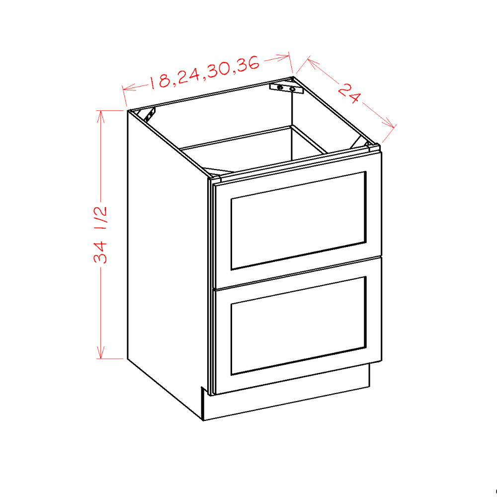 US Cabinet Depot Edgeline White 24" Two Drawer Base Cabinet (EW-2DB24)