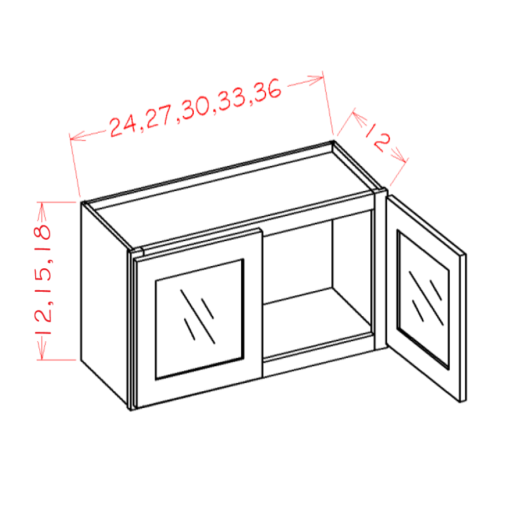 US Cabinet Depot Edgeline White 24" x 12" Stacker Wall Glass Door Cabinet With Finished Interior (EW-W2412GD)