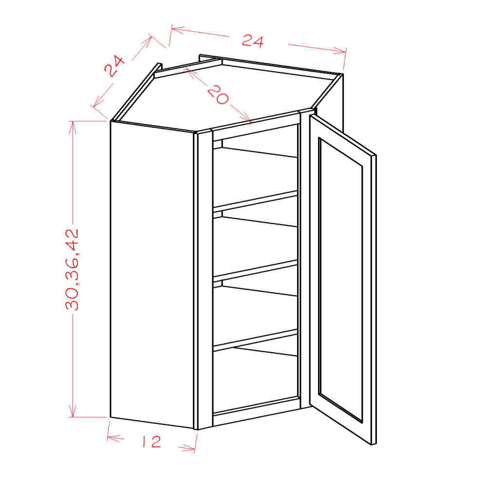 US Cabinet Depot Edgeline White 24" x 30" Wall Diagonal Corner Cabinet (EW-DCW2430)