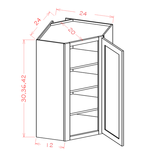 US Cabinet Depot Edgeline White 24" x 30" Wall Diagonal Corner Cabinet (EW-DCW2430)