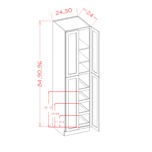 US Cabinet Depot Edgeline White 24" x 84" Four Rollout Shelf Utility Cabinet Kit (EW-U2484244RS)