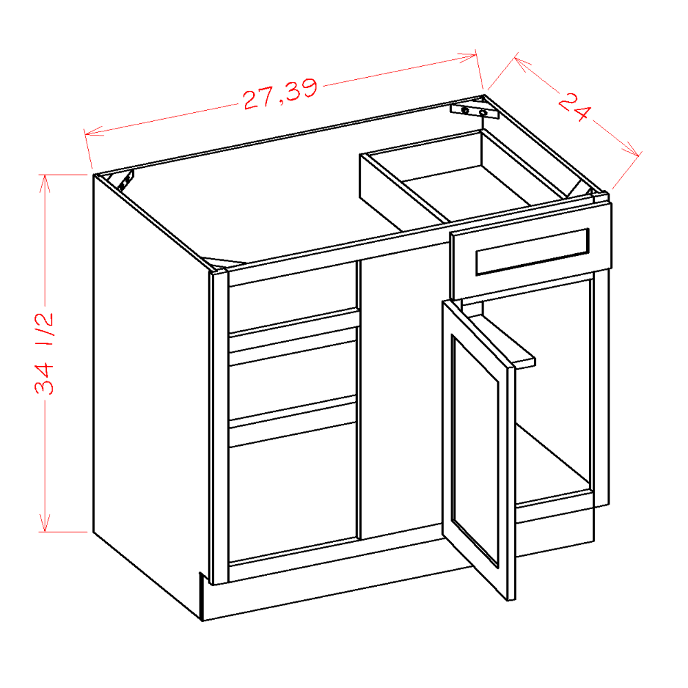 US Cabinet Depot Edgeline White 27" Blind Base Corner Cabinet (EW-BBC36)