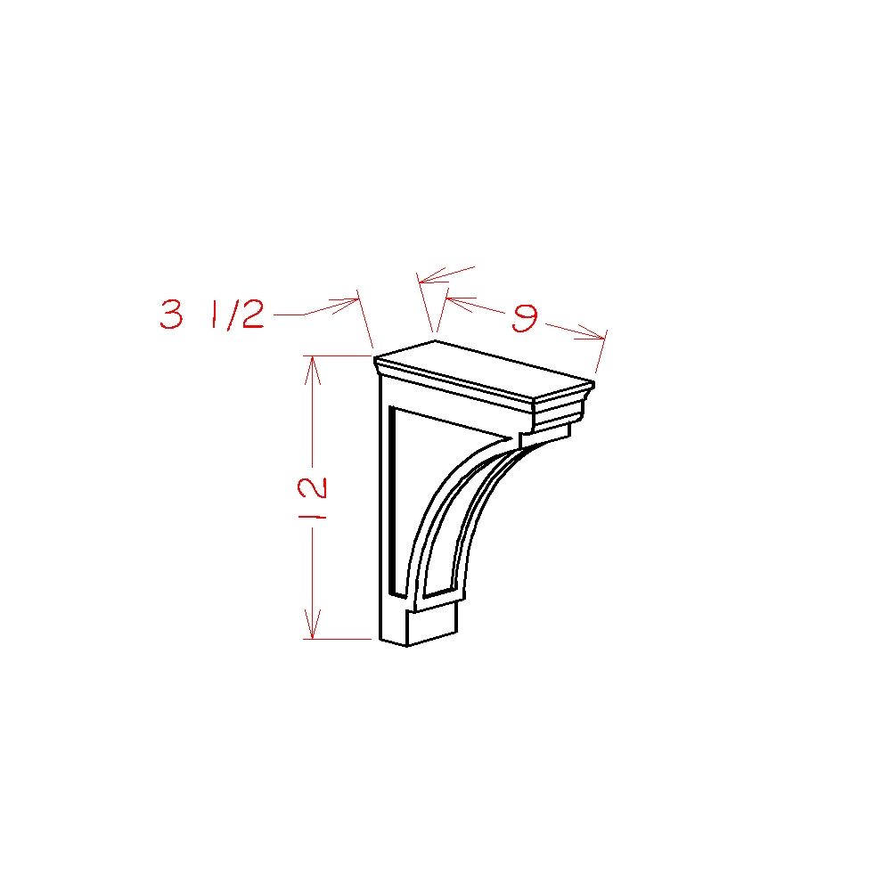 US Cabinet Depot Edgeline White 3" x 12" Modern Corbel (EW-MCB)