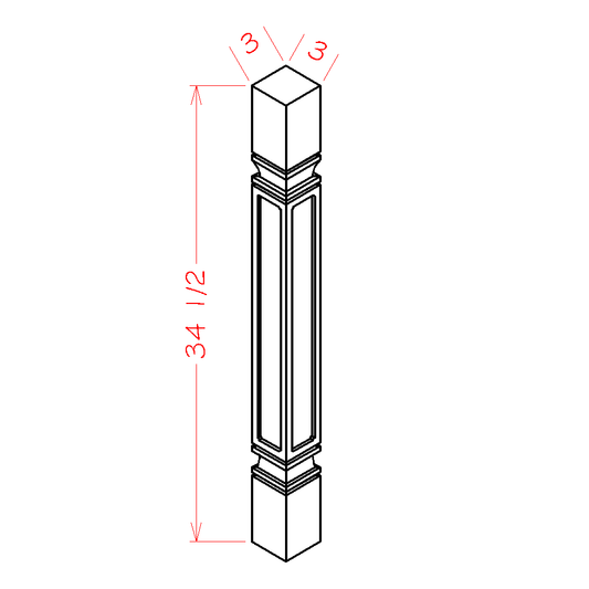 US Cabinet Depot Edgeline White 3" x 34" Square Decorative Leg (EW-SQDL)