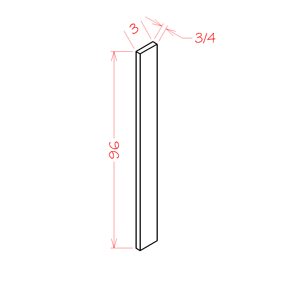 US Cabinet Depot Edgeline White 3" x 96" Tall Filler (EW-F396)