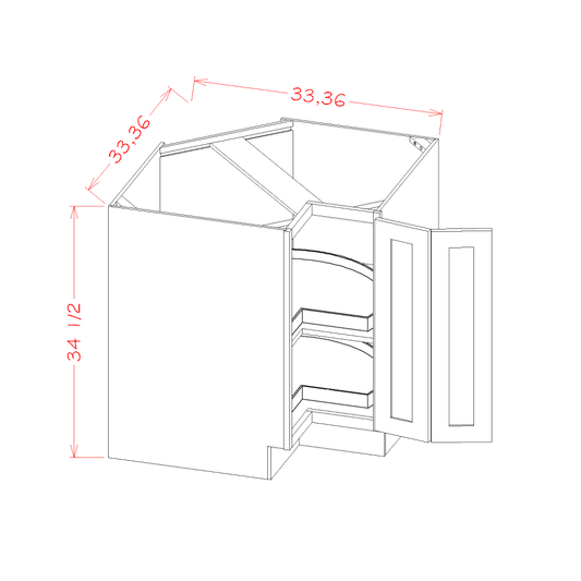 US Cabinet Depot Edgeline White 33" Base Easy Reach Cabinet With Two Lazy Susan Trays (EW-LSB33)