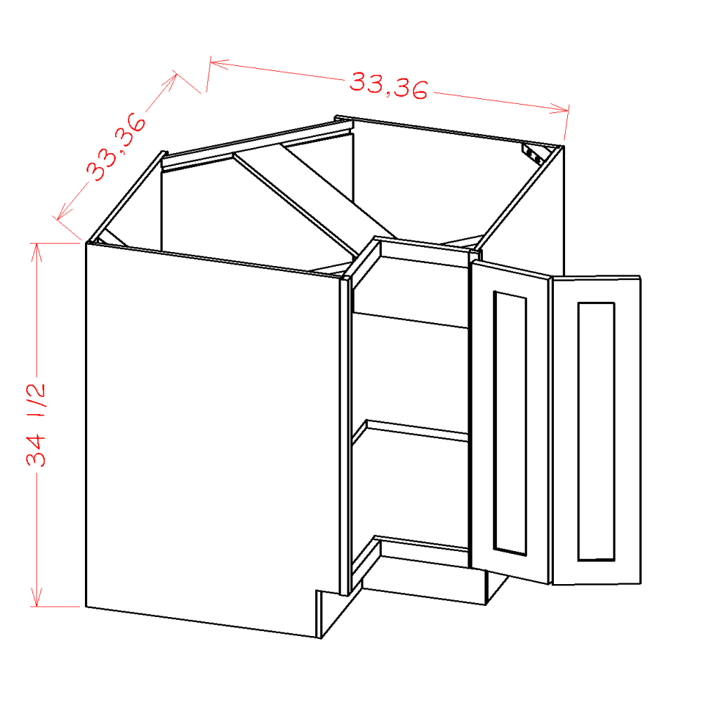 US Cabinet Depot Edgeline White 36" Base Easy Reach Cabinet (EW-BER36)