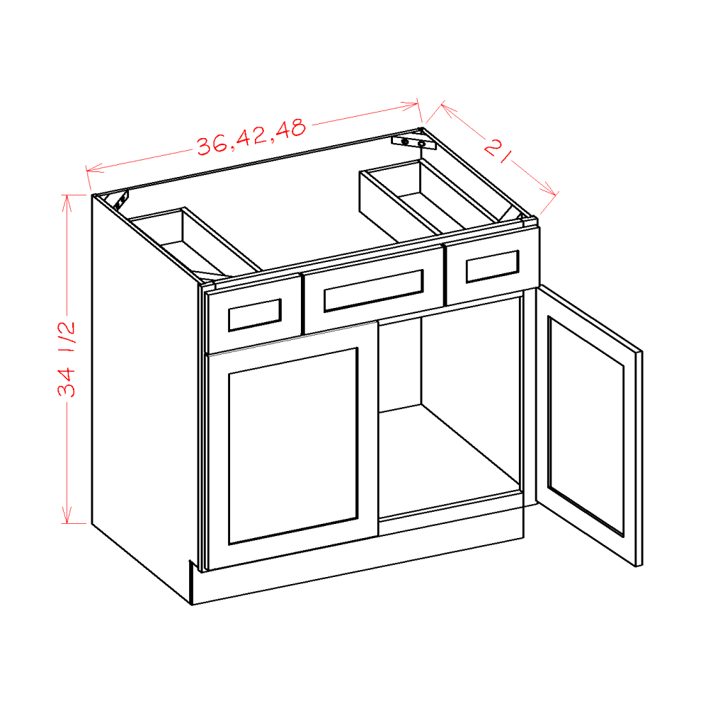 US Cabinet Depot Edgeline White 42" Vanity Combo Base Cabinet (EW-VSD42)