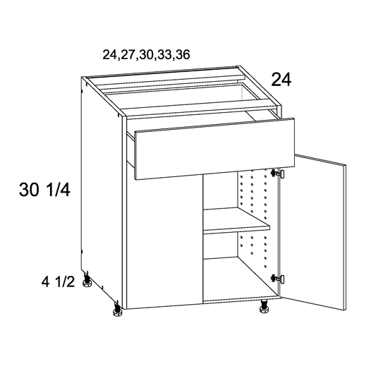 US Cabinet Depot No Door Kit 24" Altamax Double Door Single Drawer Base Cabinet (ND-B24)