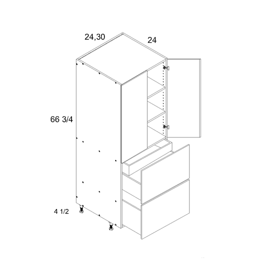 US Cabinet Depot No Door Kit 24" Altamax Tall Two Door Two Drawer With One Inner Drawer Utility Cabinet (ND-T2DBID2472)