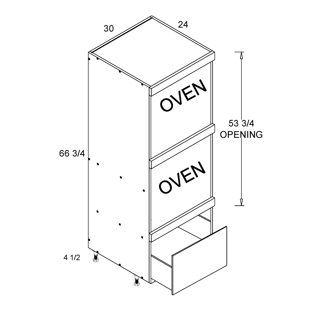 US Cabinet Depot No Door Kit 30" Altamax Tall Double Oven One Drawer Utility Cabinet (ND-TOD3072)