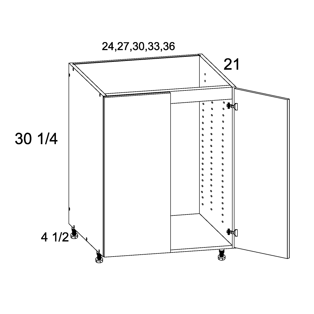 US Cabinet Depot No Door Kit 30" Full Height Two Door Vanity Sink Base Cabinet (ND-VSB30FH)