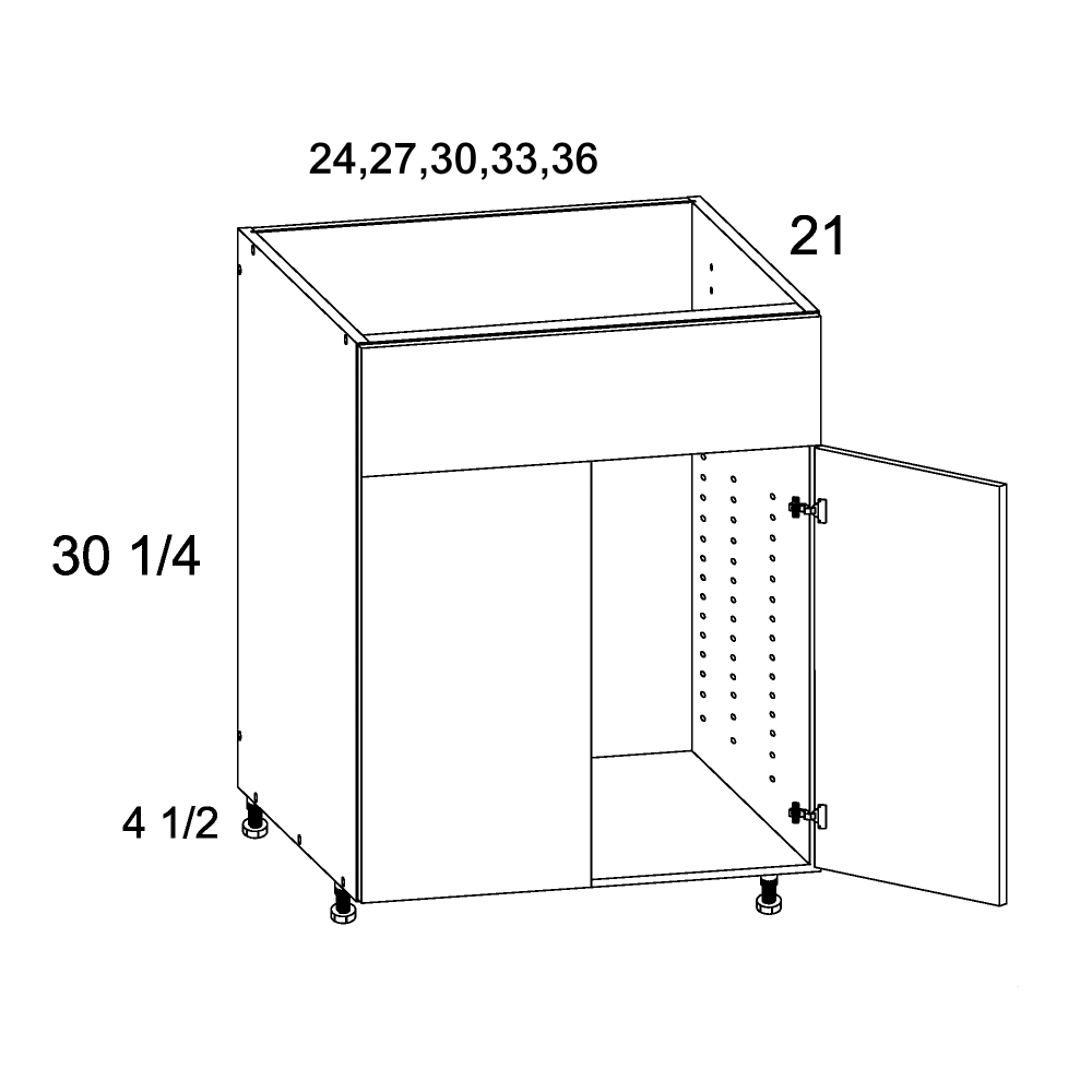 US Cabinet Depot No Door Kit 36" Two Door One False Drawer Front Vanity Sink Base Cabinet (ND-VSB36)