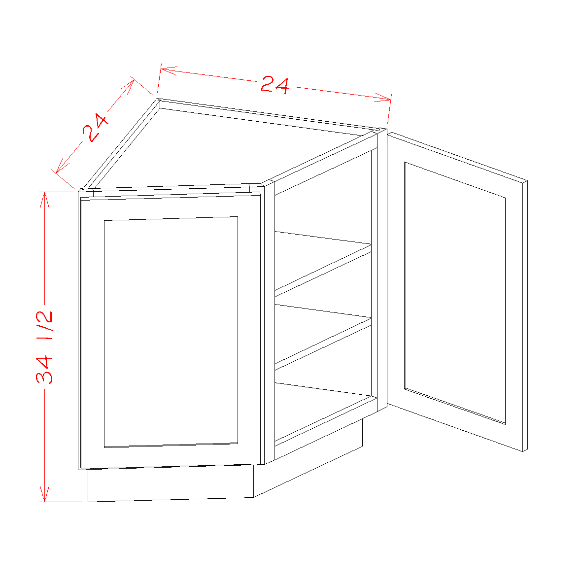 US Cabinet Depot Oxford Sage 24" Angle Base Cabinet (OS-BEC24)