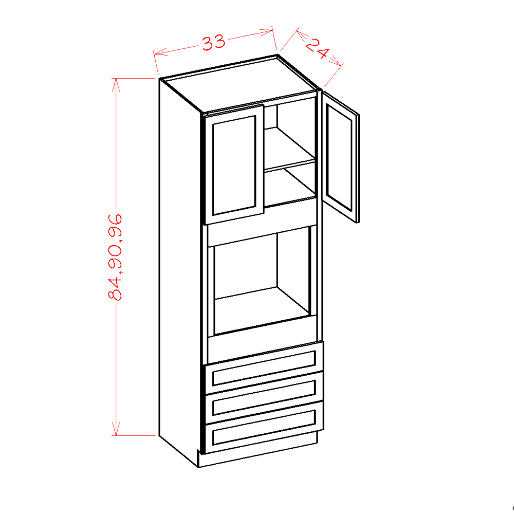 US Cabinet Depot Oxford Sage 33" x 90" Universal Oven Cabinet (OS-O339024)