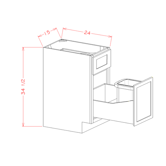 US Cabinet Depot Oxford White 15" Base With Single Trashcan Pullout (OW-B15TCPO)
