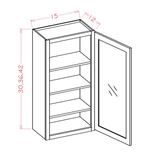 US Cabinet Depot Oxford White 15" x 42" Wall Glass Door Cabinet With Finished Interior (OW-W1542GD)