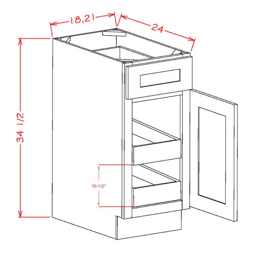 US Cabinet Depot Oxford White 18" Two Rollout Shelf Base Cabinet Kit (OW-B182RS)