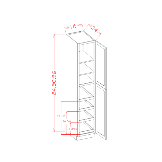 US Cabinet Depot Oxford White 18" x 84" Four Rollout Shelf Utility Cabinet Kit (OW-U1884244RS)
