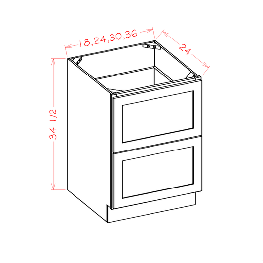 US Cabinet Depot Oxford White 24" Two Drawer Base Cabinet (OW-2DB24)