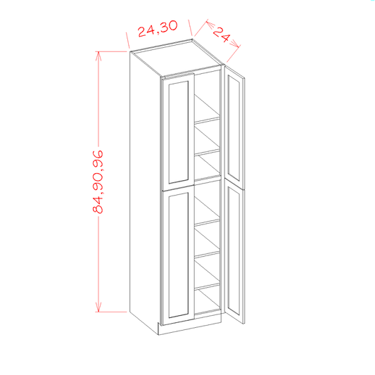 US Cabinet Depot Oxford White 24" x 84" Four Door Utility Cabinet (OW-U248424)