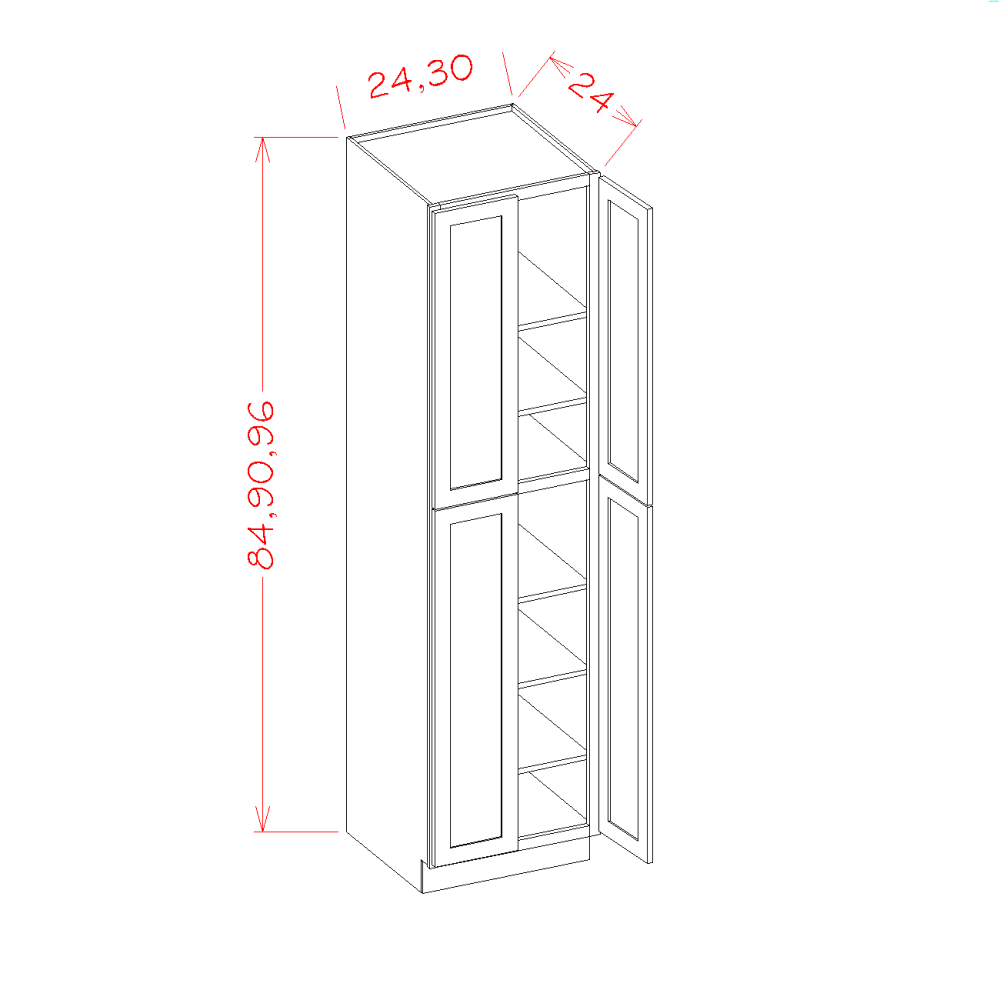 US Cabinet Depot Oxford White 24" x 96" Four Door Utility Cabinet (OW-U249624)