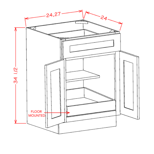 US Cabinet Depot Oxford White 27" One Rollout Shelf Base Cabinet Kit (OW-B271RS)