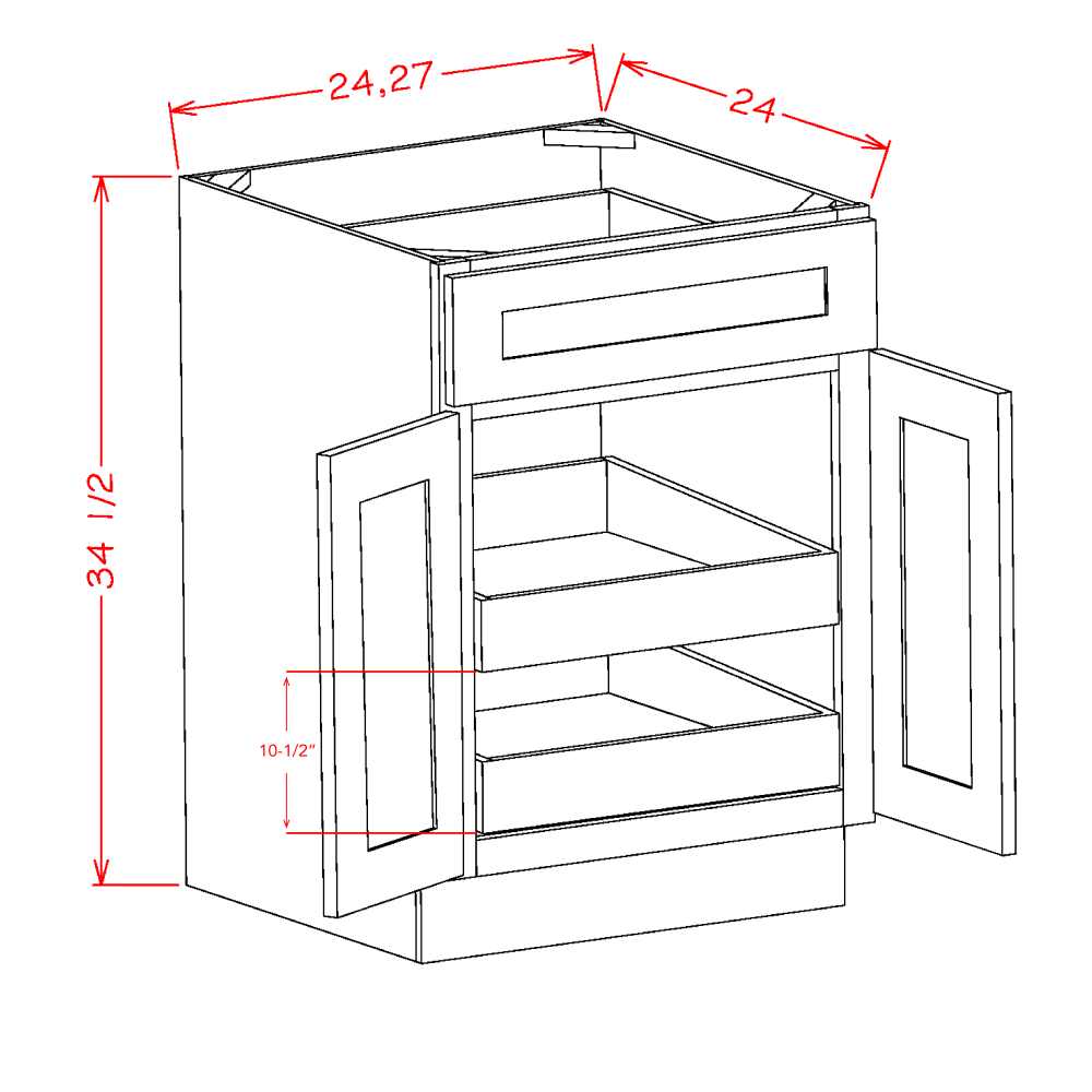 US Cabinet Depot Oxford White 30" Two Rollout Shelf Base Cabinet Kit (OW-B30S2RS)