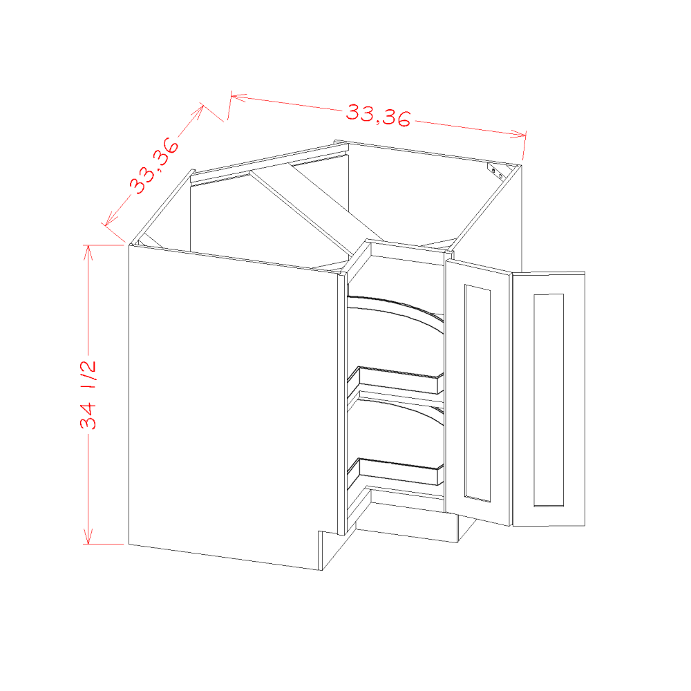 US Cabinet Depot Oxford White 33" Base Easy Reach Cabinet With Two Lazy Susan Trays (OW-LSB33)