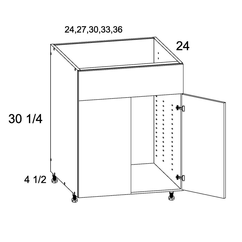US Cabinet Depot Palermo Gloss White 27" Sink Base Cabinet With False Drawer Front (PGW-SB27)
