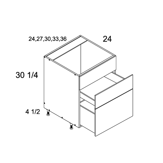 US Cabinet Depot Palermo Gloss White 30" Altamax Two Drawer With One False Front Range Base (PGW-RB3DB30)
