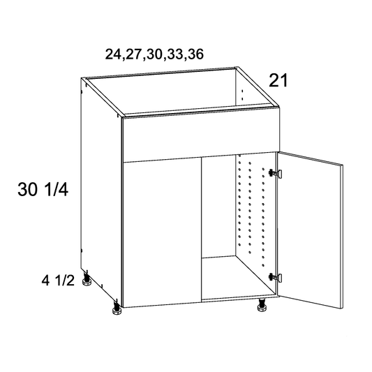 US Cabinet Depot Palermo Gloss White 30" Two Door One False Drawer Front Vanity Sink Base Cabinet (PGW-VSB30)