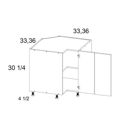 US Cabinet Depot Palermo Gloss White 36" Base Easy Reach Cabinet (PGW-BER36)