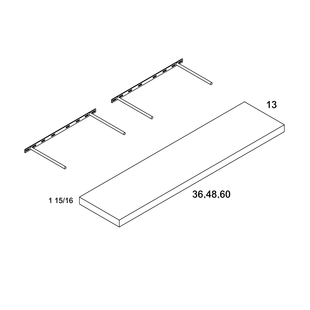 US Cabinet Depot Palermo Gloss White 48" Floating Shelf With One Mounting Bracket Included (PGW-FS48)