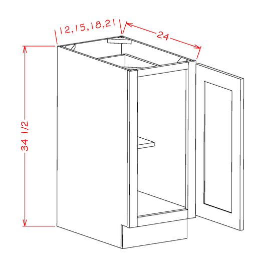 US Cabinet Depot Shaker Black 15" Full Height Door Base Cabinet (SB-B15FH)