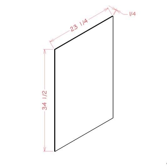 US Cabinet Depot Shaker Black 23" x 34" Base Skin Panel (SB-BSV)