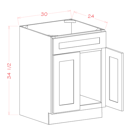 US Cabinet Depot Shaker Black 30" Sink Base Cabinet (SB-SB30S)